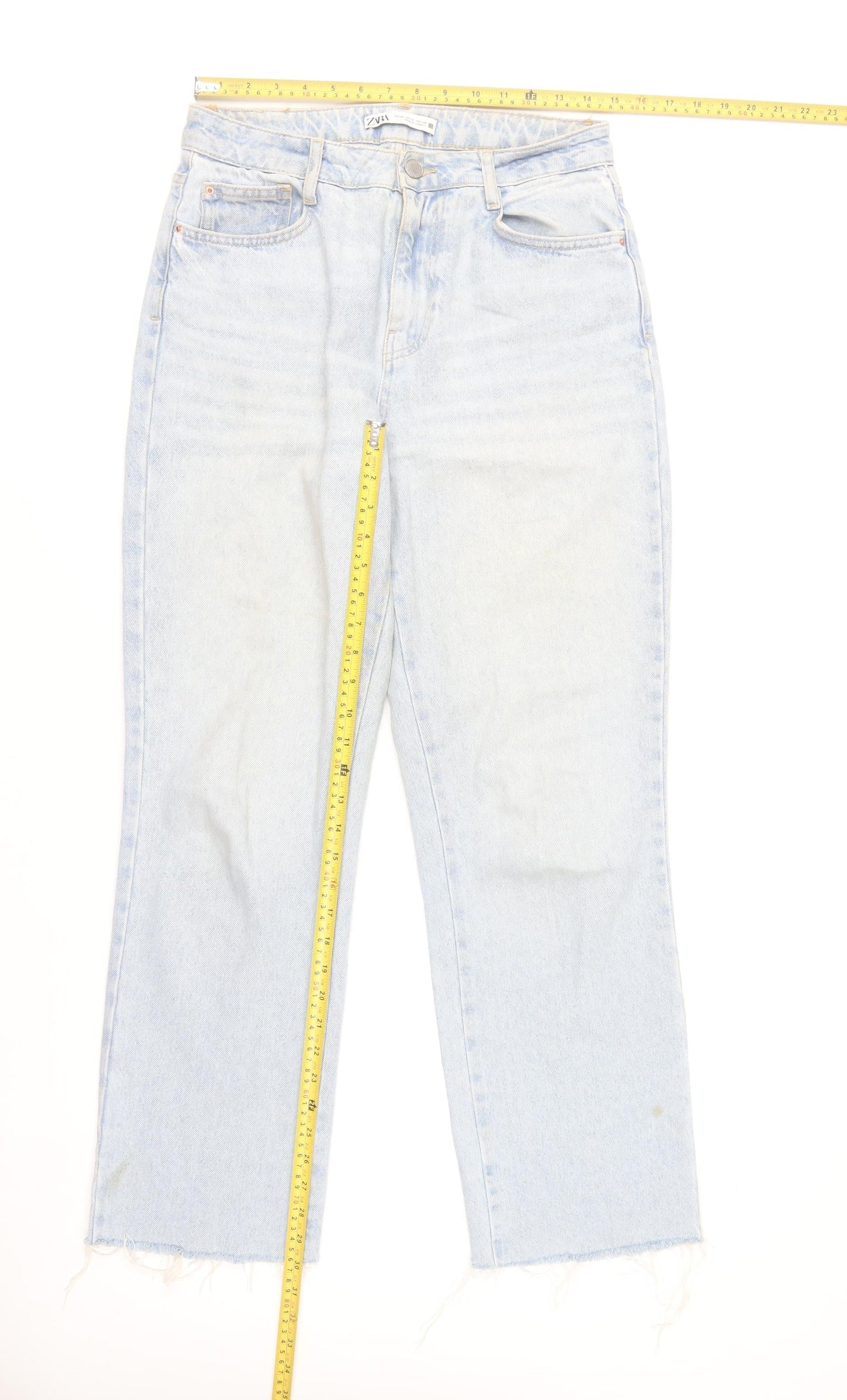 Zara Women Light Blue High Rise Straight Denim Jeans Size 10