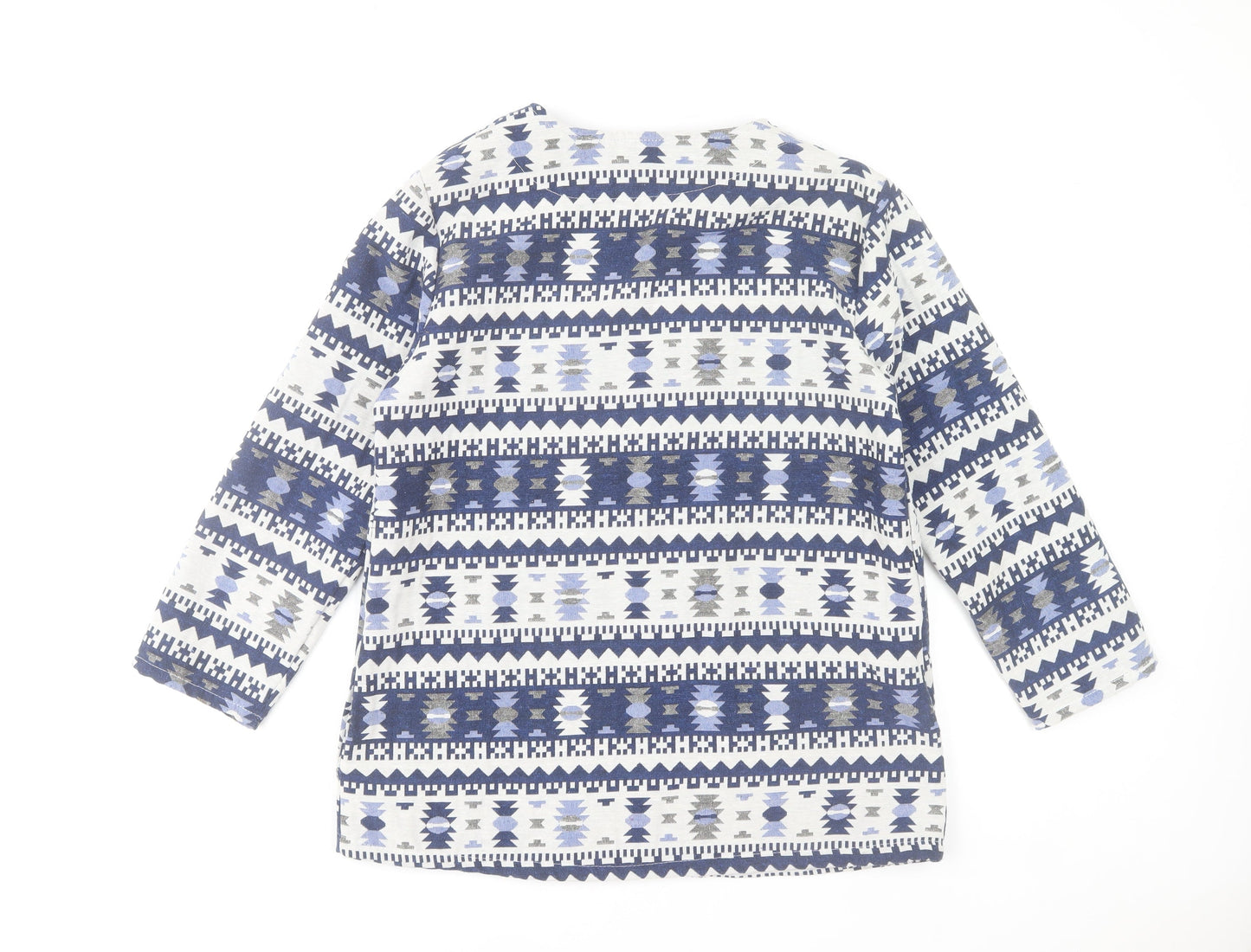 Sweetissima Women's Blue Aztec Print Cotton Blend Open Jacket XL