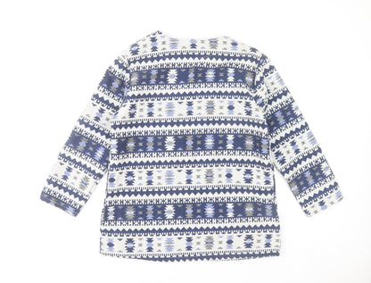 Sweetissima Women's Blue Aztec Print Cotton Blend Open Jacket XL