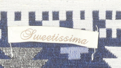 Sweetissima Women's Blue Aztec Print Cotton Blend Open Jacket XL