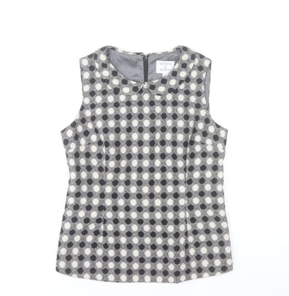 Antoni & Alison Women Grey Check Sleeveless Blouse UK 12