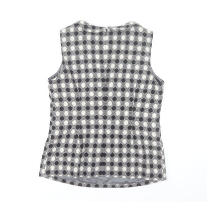 Antoni & Alison Women Grey Check Sleeveless Blouse UK 12