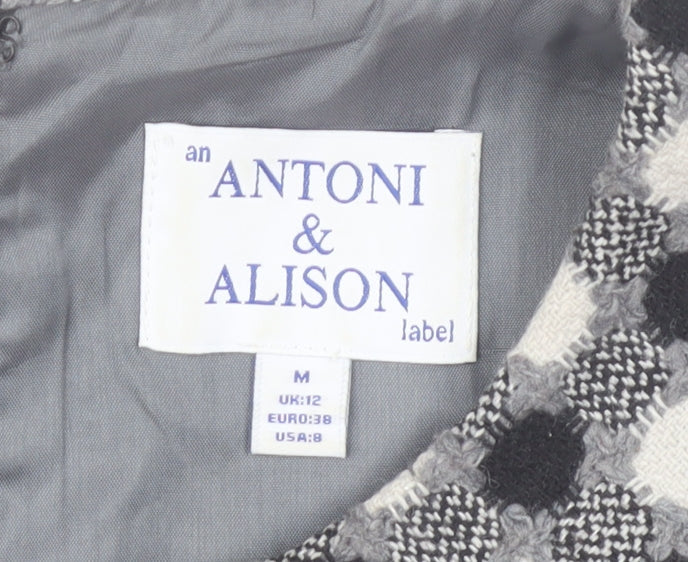 Antoni & Alison Women Grey Check Sleeveless Blouse UK 12