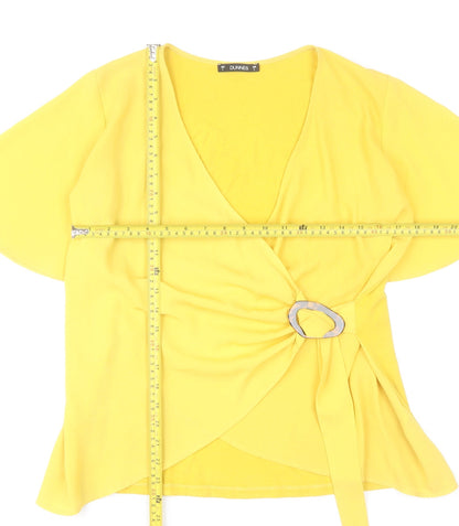 Dunnes Stores Women's Yellow Wrap Blouse Short Sleeve Size S
