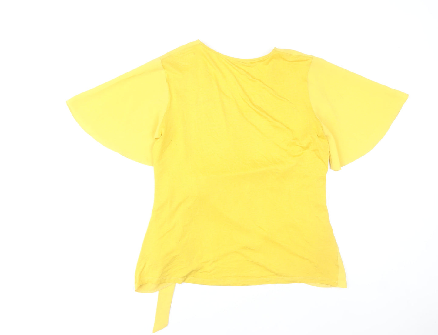 Dunnes Stores Women's Yellow Wrap Blouse Short Sleeve Size S