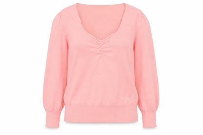 Front view of Dunnes Women’s Pink V-Neck jumper, size S
