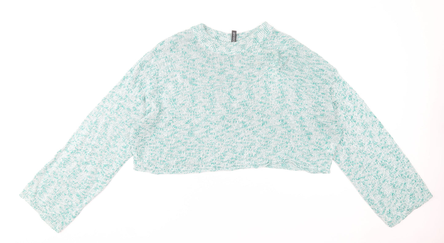 H&M Divided Women's Green Knit Crew Neck Pullover Jumper Size L