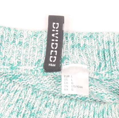 H&M Divided Women's Green Knit Crew Neck Pullover Jumper Size L