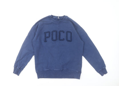 POCO by Pippa Women's Blue Cotton Pullover Sweatshirt S