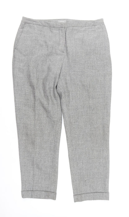 Jaeger Women Grey Size 14 Slim Fit Cropped Tailored Trousers
