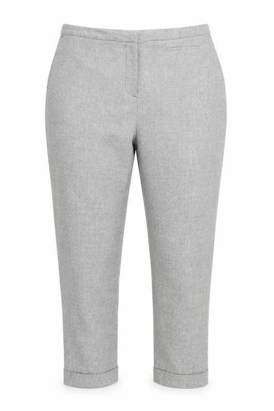 Jaeger Women Grey Size 14 Slim Fit Cropped Tailored Trousers