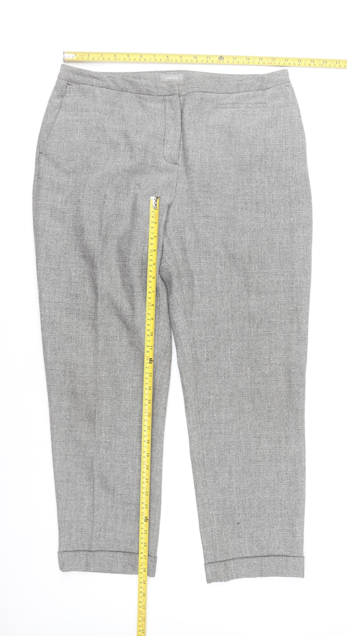 Jaeger Women Grey Size 14 Slim Fit Cropped Tailored Trousers