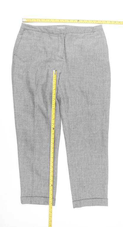 Jaeger Women Grey Size 14 Slim Fit Cropped Tailored Trousers