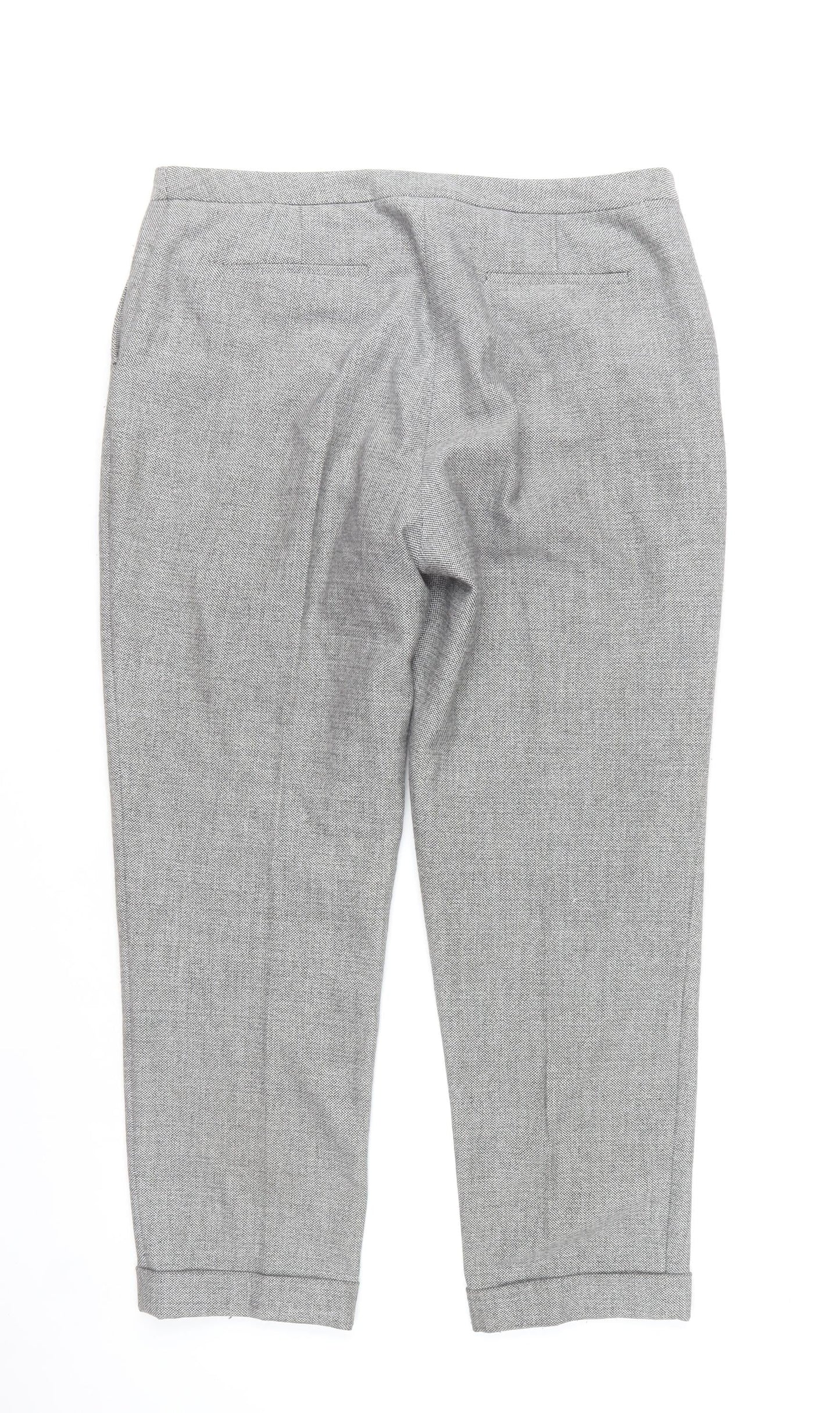 Jaeger Women Grey Size 14 Slim Fit Cropped Tailored Trousers