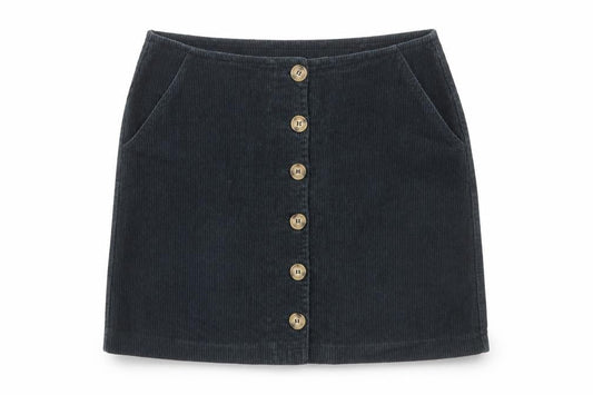 Warehouse Women Black Corduroy A-Line Button Skirt Size 12