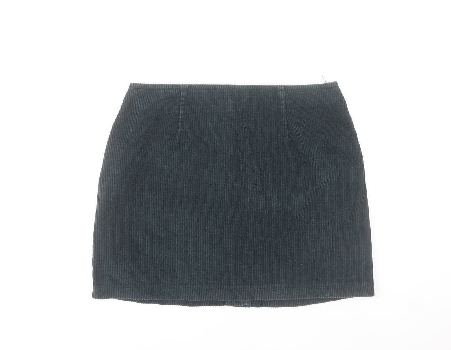 Warehouse Women Black Corduroy A-Line Button Skirt Size 12