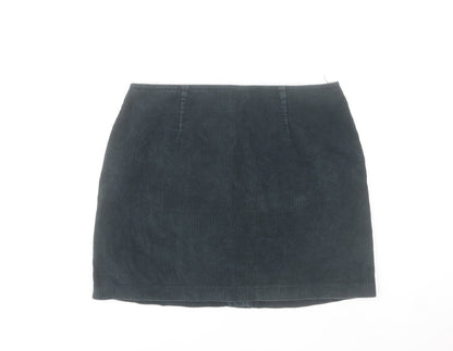 Warehouse Women Black Corduroy A-Line Button Skirt Size 12