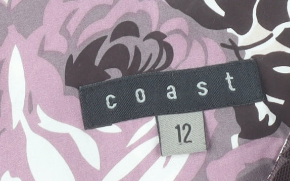 Coast Women’s Purple Floral A-Line Dress Size 12 Sleeveless V-Neck Formal