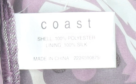 Coast Women’s Purple Floral A-Line Dress Size 12 Sleeveless V-Neck Formal
