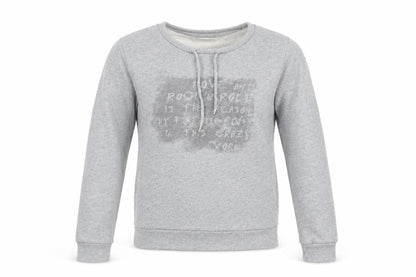 Front view of Only Women Grey Pullover Sweatshirt S Cotton Long Sleeve Casual