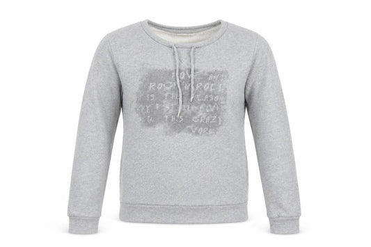 Front view of Only Women Grey Pullover Sweatshirt S Cotton Long Sleeve Casual