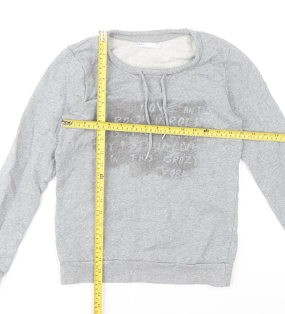 ONLY Women Grey Pullover Sweatshirt S Cotton Long Sleeve Casual