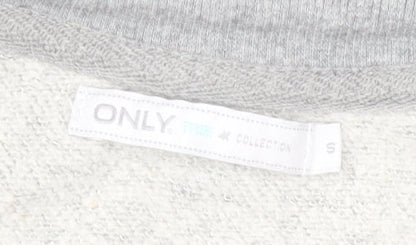 ONLY Women Grey Pullover Sweatshirt S Cotton Long Sleeve Casual