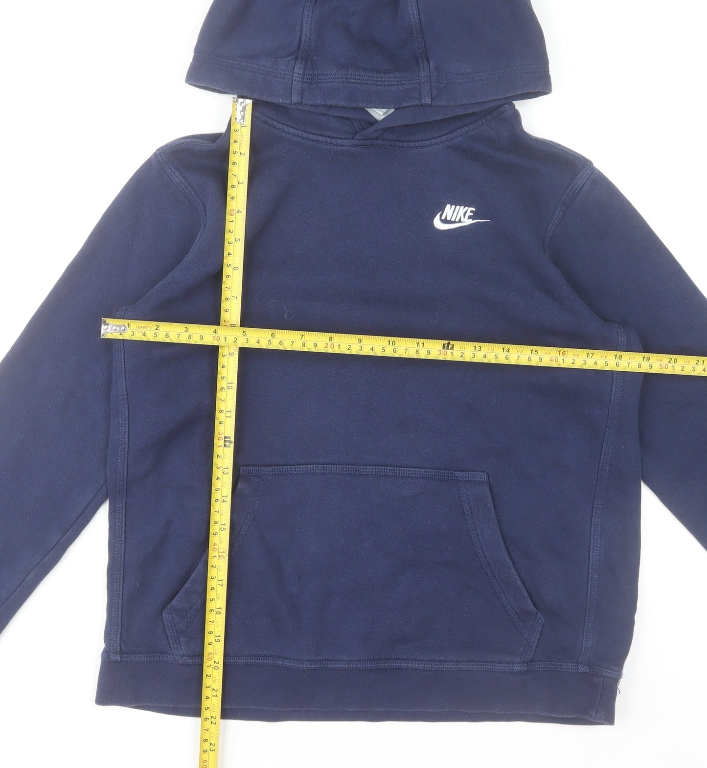Nike Boys Navy Blue Pullover Hoodie XL 158-170cm Cotton Blend Sweatshirt