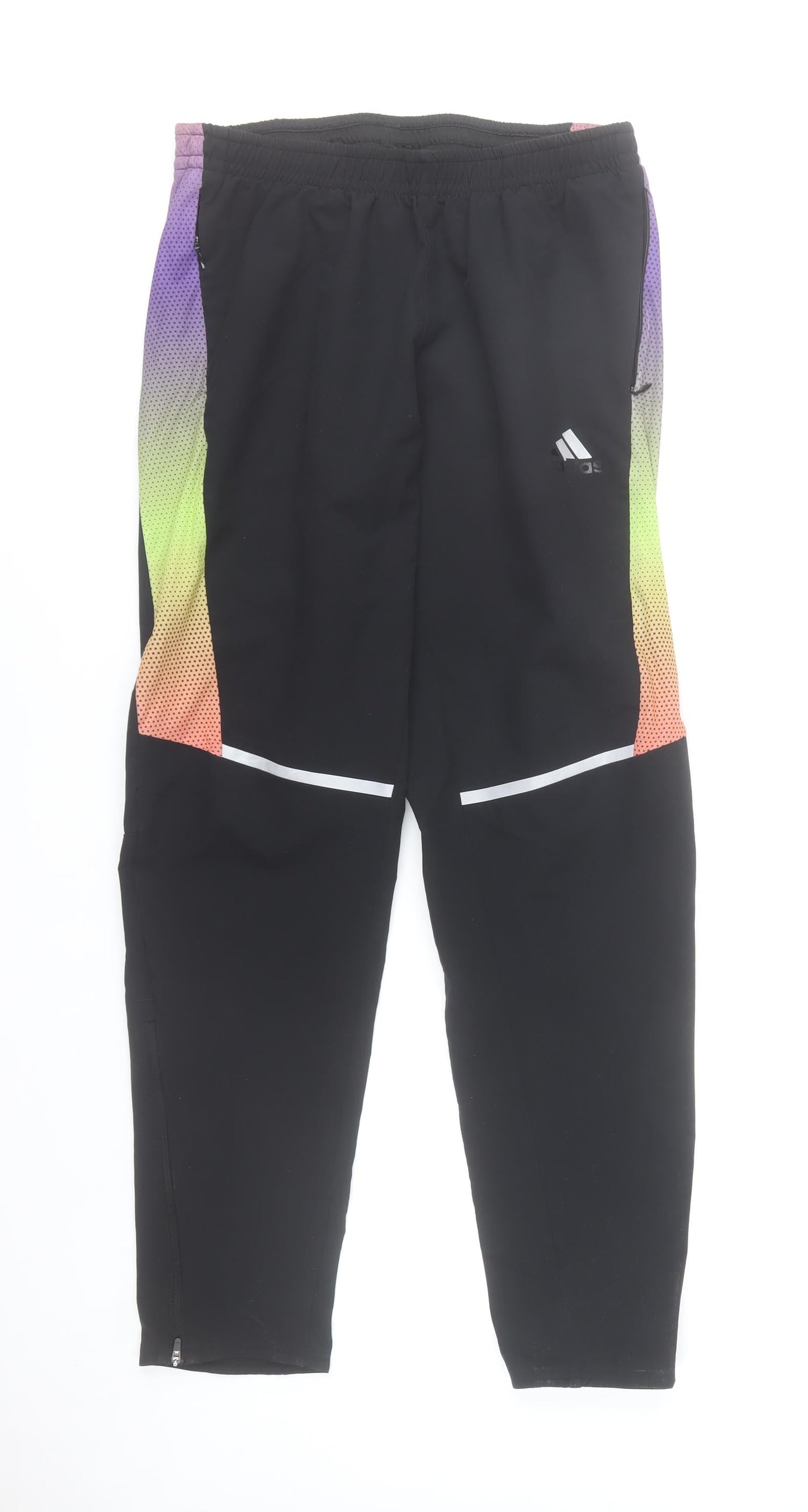 Adidas Men's Black Multicoloured Running Jogger Trousers Size M