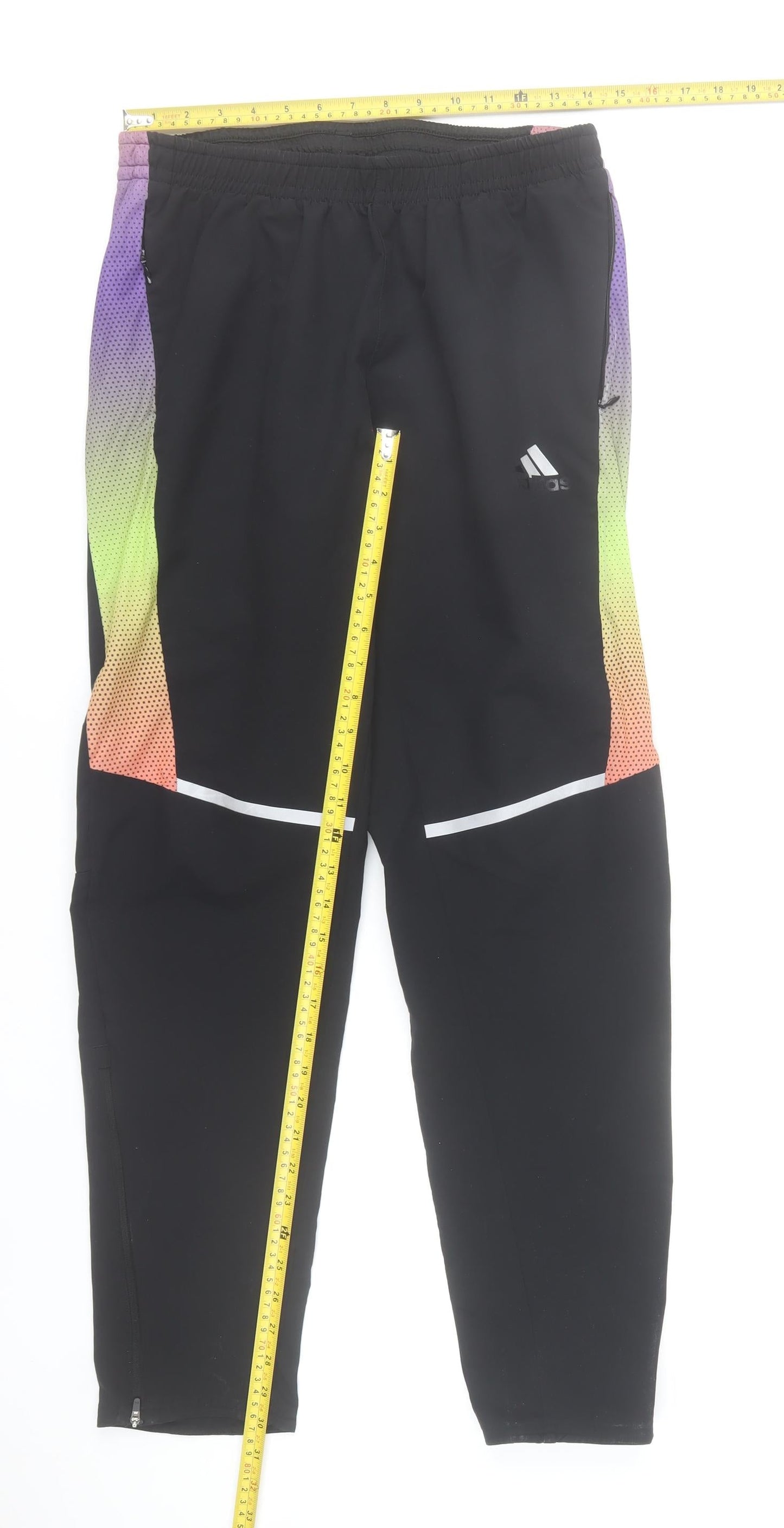 Adidas Men's Black Multicoloured Running Jogger Trousers Size M