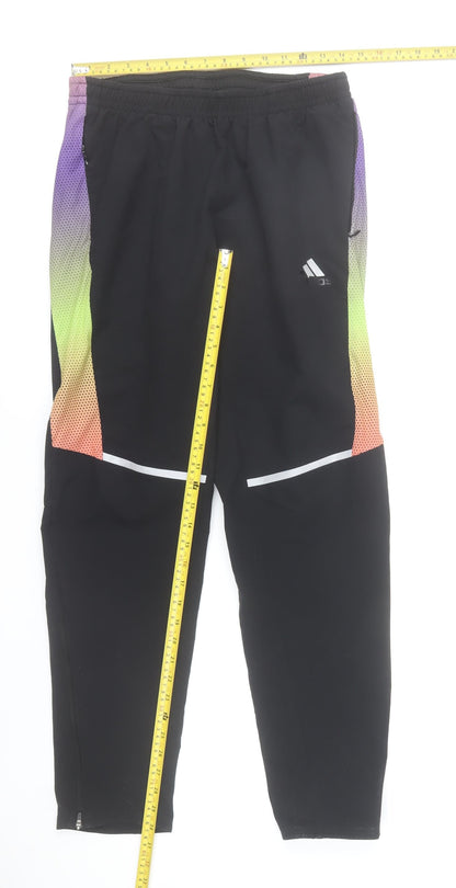 Adidas Men's Black Multicoloured Running Jogger Trousers Size M