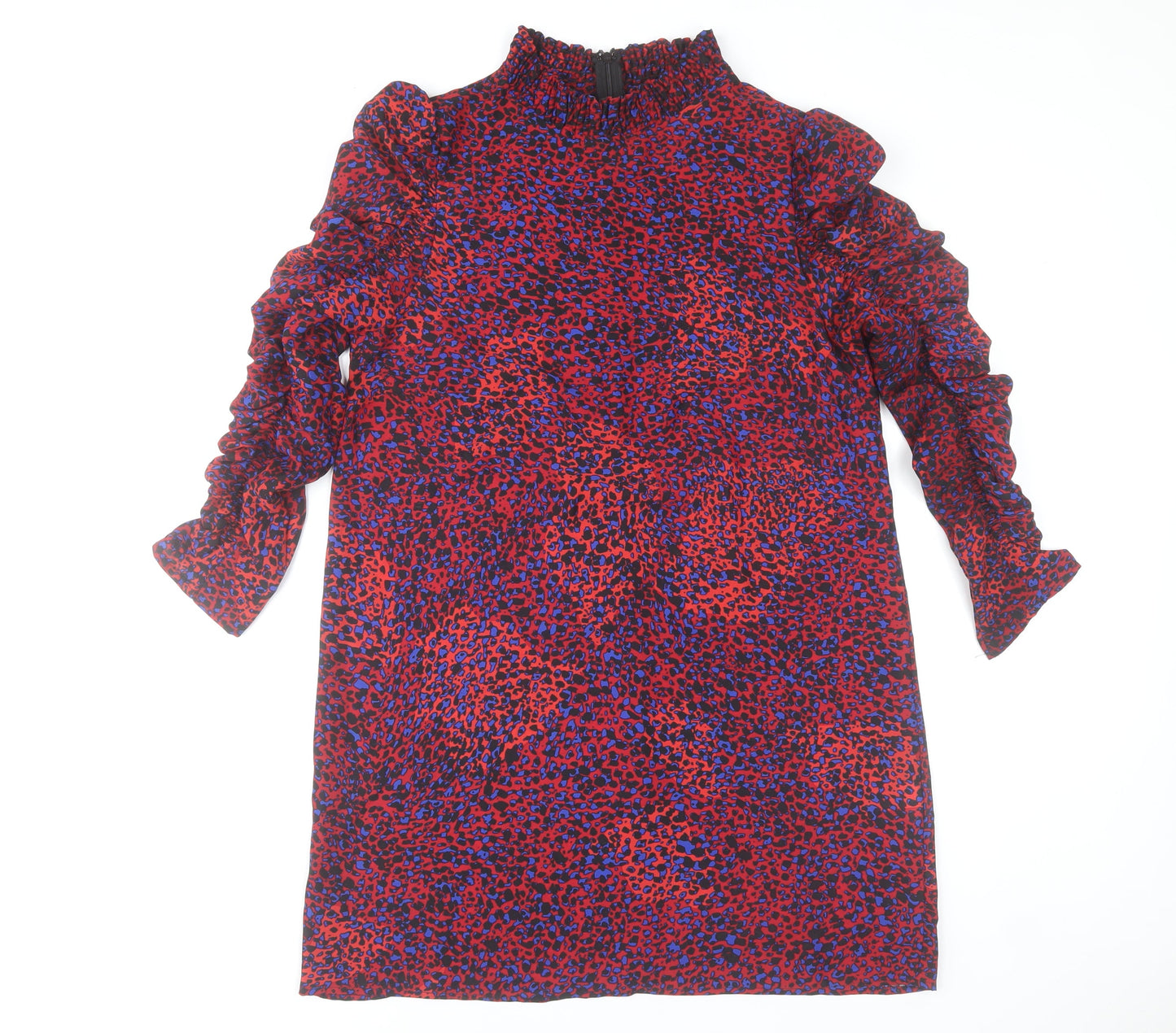 AX Paris Women’s Red Animal Print Shift Dress Size 12 Long Sleeve