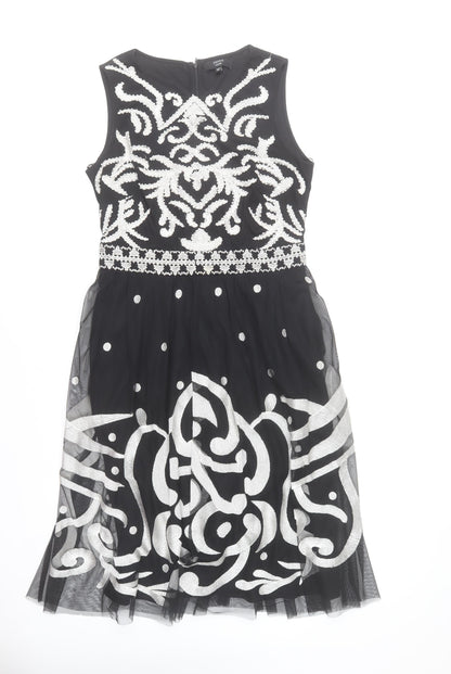 Joanna Hope Womens Black Beaded Fit & Flare Dress Size 12