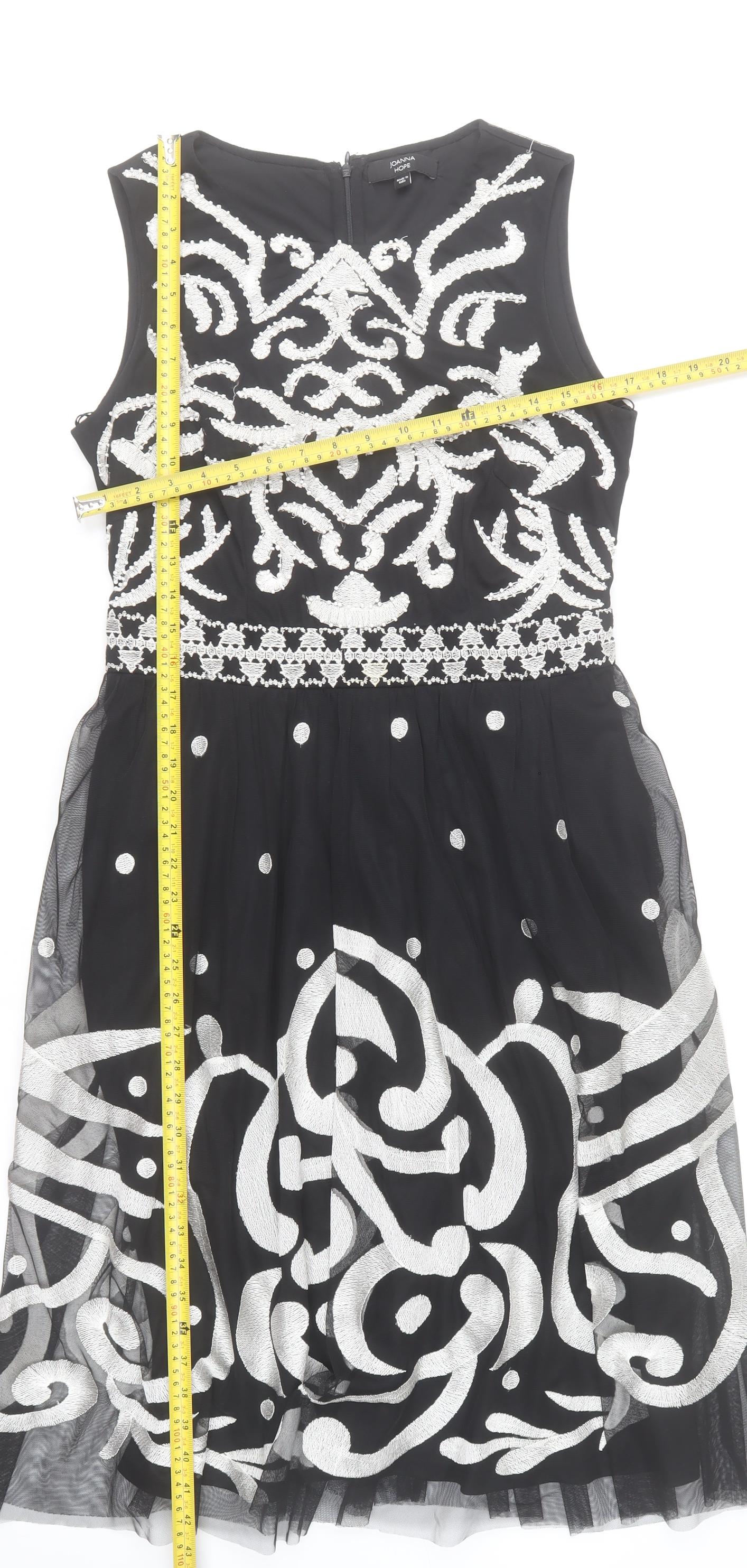 Joanna Hope Womens Black Beaded Fit & Flare Dress Size 12