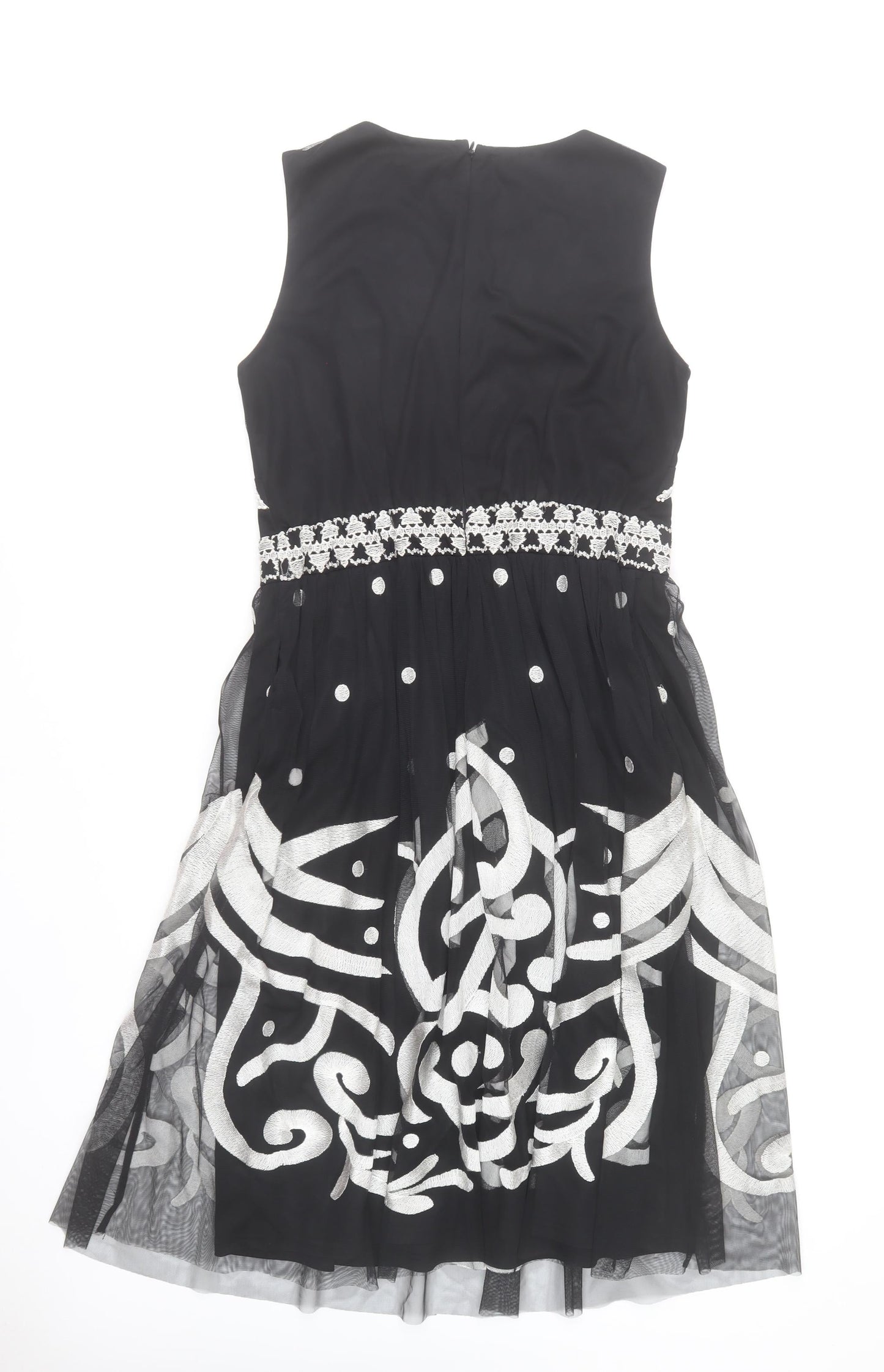Joanna Hope Womens Black Beaded Fit & Flare Dress Size 12