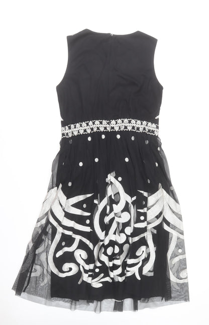 Joanna Hope Womens Black Beaded Fit & Flare Dress Size 12
