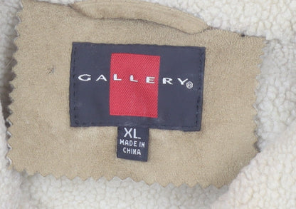 Gallery Womens Beige Faux Shearling Bomber Jacket XL Winter Zip