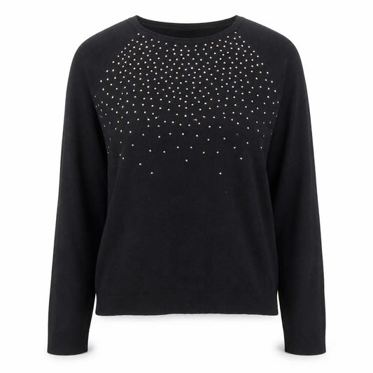 Bonmarché Women’s Black Beaded Crew Neck Long Sleeve Pullover Jumper XS