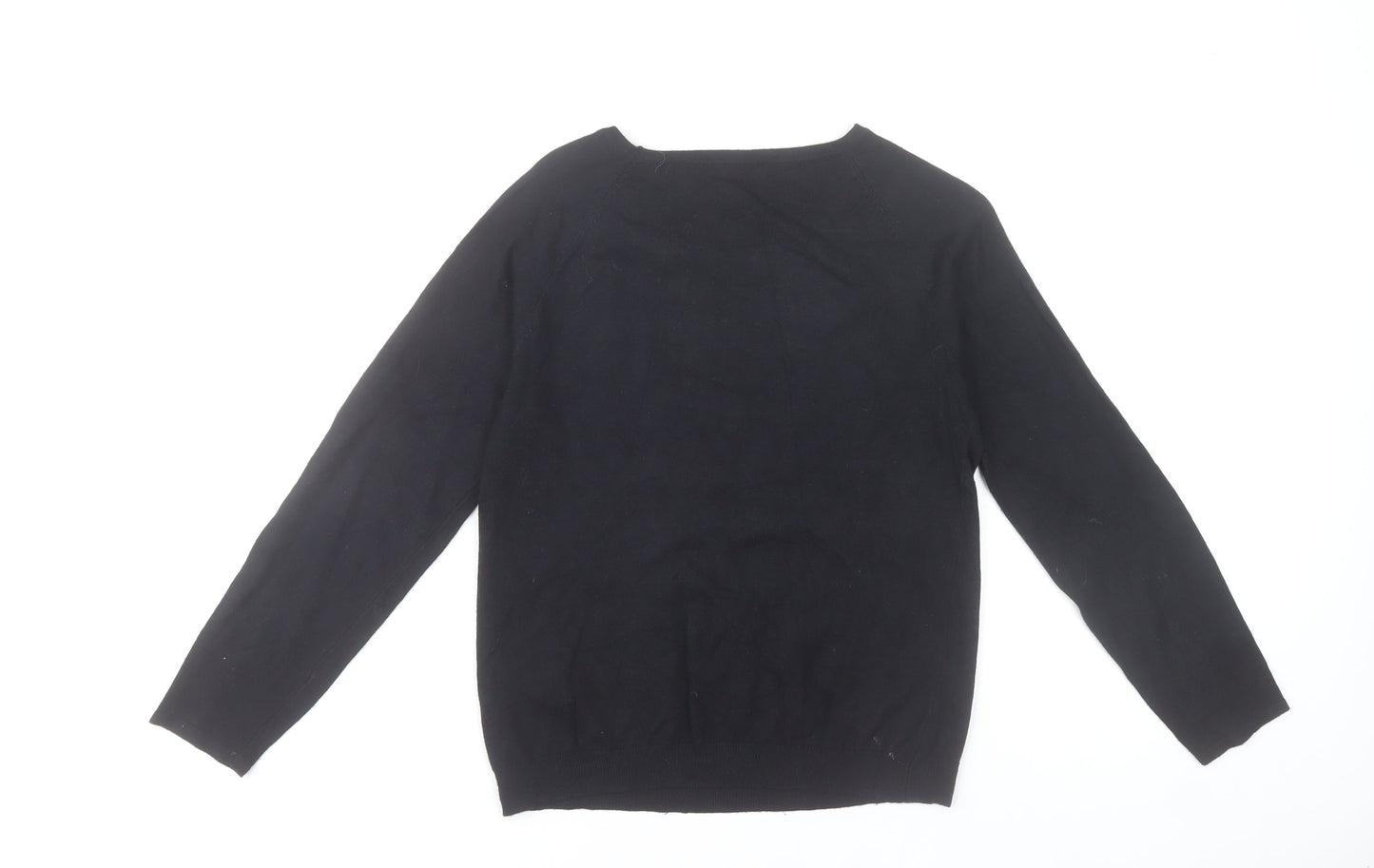 Bonmarché Women’s Black Beaded Crew Neck Long Sleeve Pullover Jumper XS