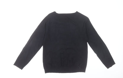 Bonmarché Women’s Black Beaded Crew Neck Long Sleeve Pullover Jumper XS