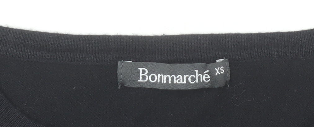 Bonmarché Women’s Black Beaded Crew Neck Long Sleeve Pullover Jumper XS