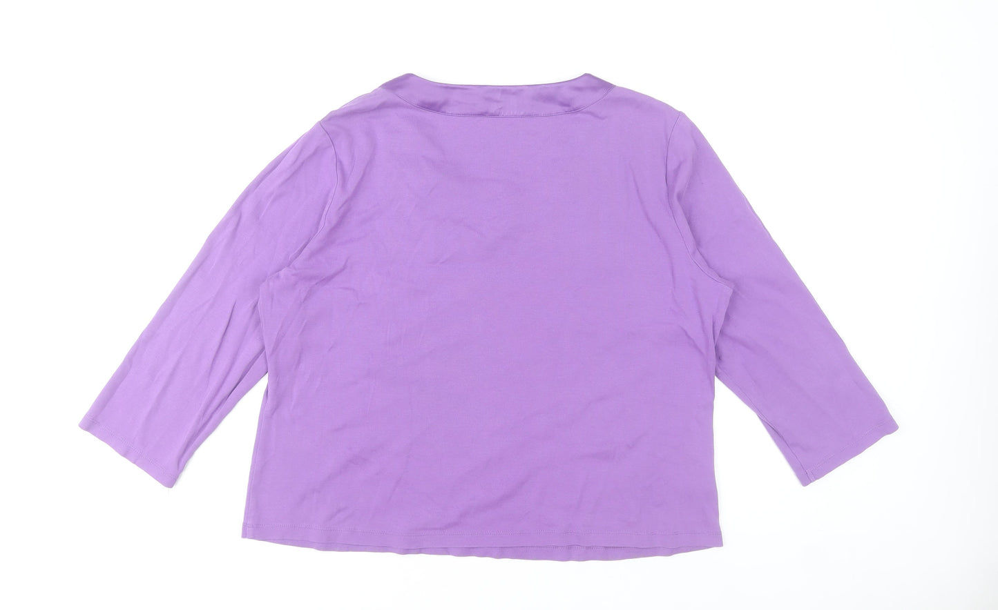 CC Women’s Purple Beaded 3/4 Sleeve Cotton Blouse XL