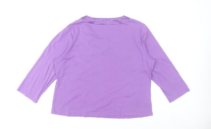 CC Women’s Purple Beaded 3/4 Sleeve Cotton Blouse XL