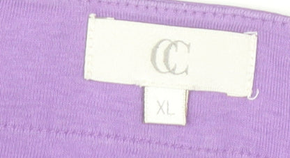 CC Women’s Purple Beaded 3/4 Sleeve Cotton Blouse XL