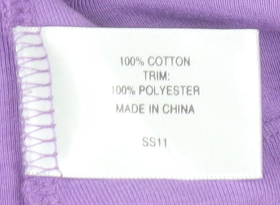 CC Women’s Purple Beaded 3/4 Sleeve Cotton Blouse XL
