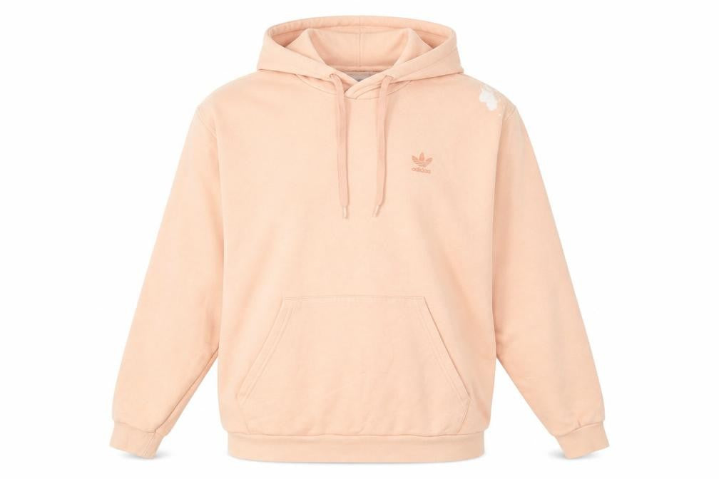 Adidas Mens Beige Pullover Hoodie L Logo Fleece Sweatshirt