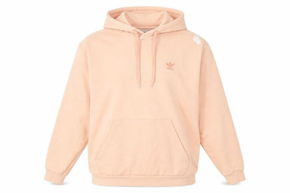Adidas Mens Beige Pullover Hoodie L Logo Fleece Sweatshirt