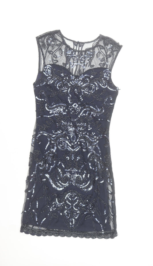Lily McBee Women's Blue Sequin Bodycon Party Dress S