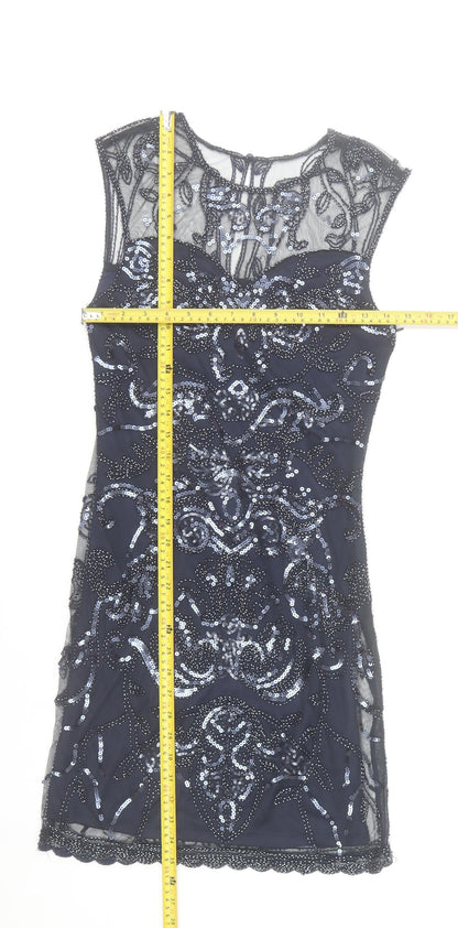 Lily McBee Women's Blue Sequin Bodycon Party Dress S