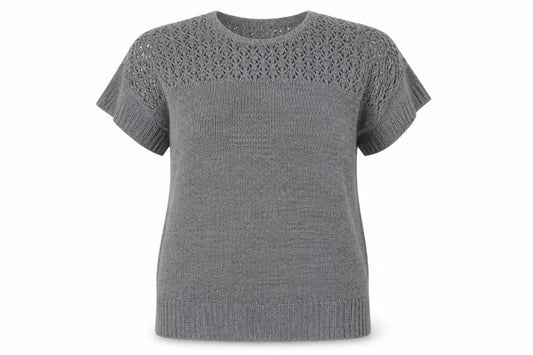 Evans Women’s Grey Short Sleeve Open-Knit Pullover Jumper Size 18